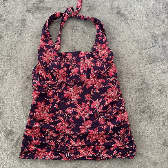 NWT Lands' End Swimsuit Tankini Top Halter Women's size 4 Purple Red - Picture 1 of 4